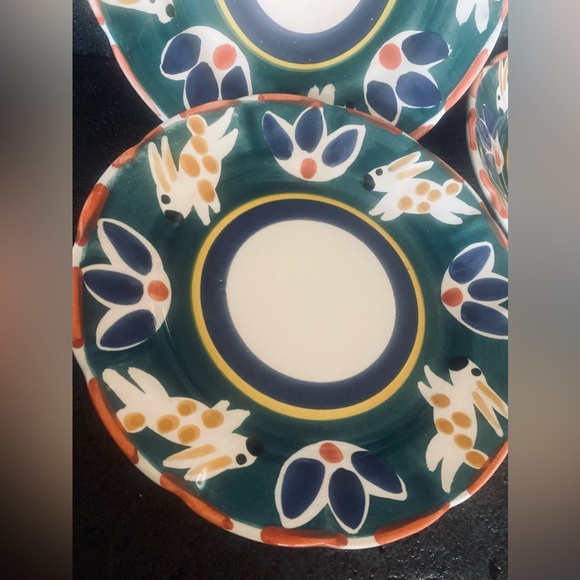 Set Of 3 Pottery Barn Salad Plates Mexico Rabbit Bunny 8.5 - Picture 4 of 6